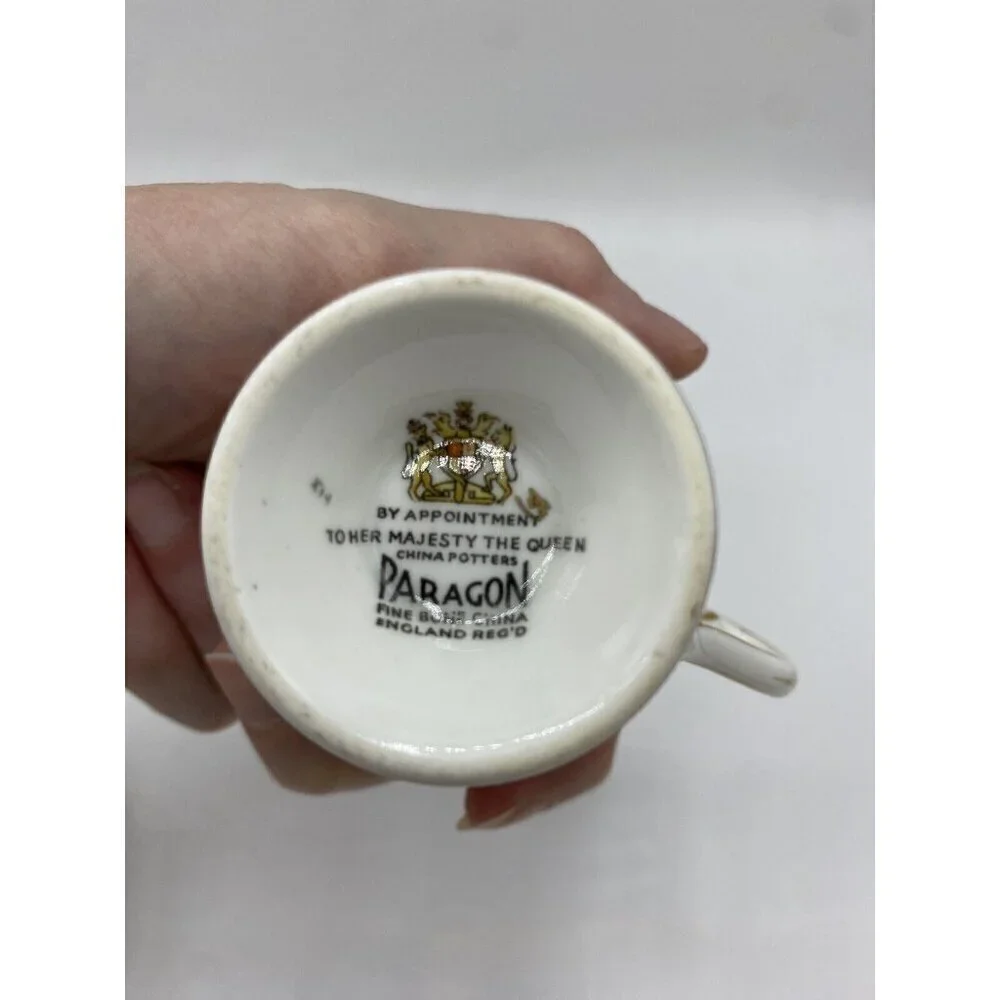 Paragon Demitasse Tea Cup Saucer To Her Majesty Queen England Queens Garden 4 oz